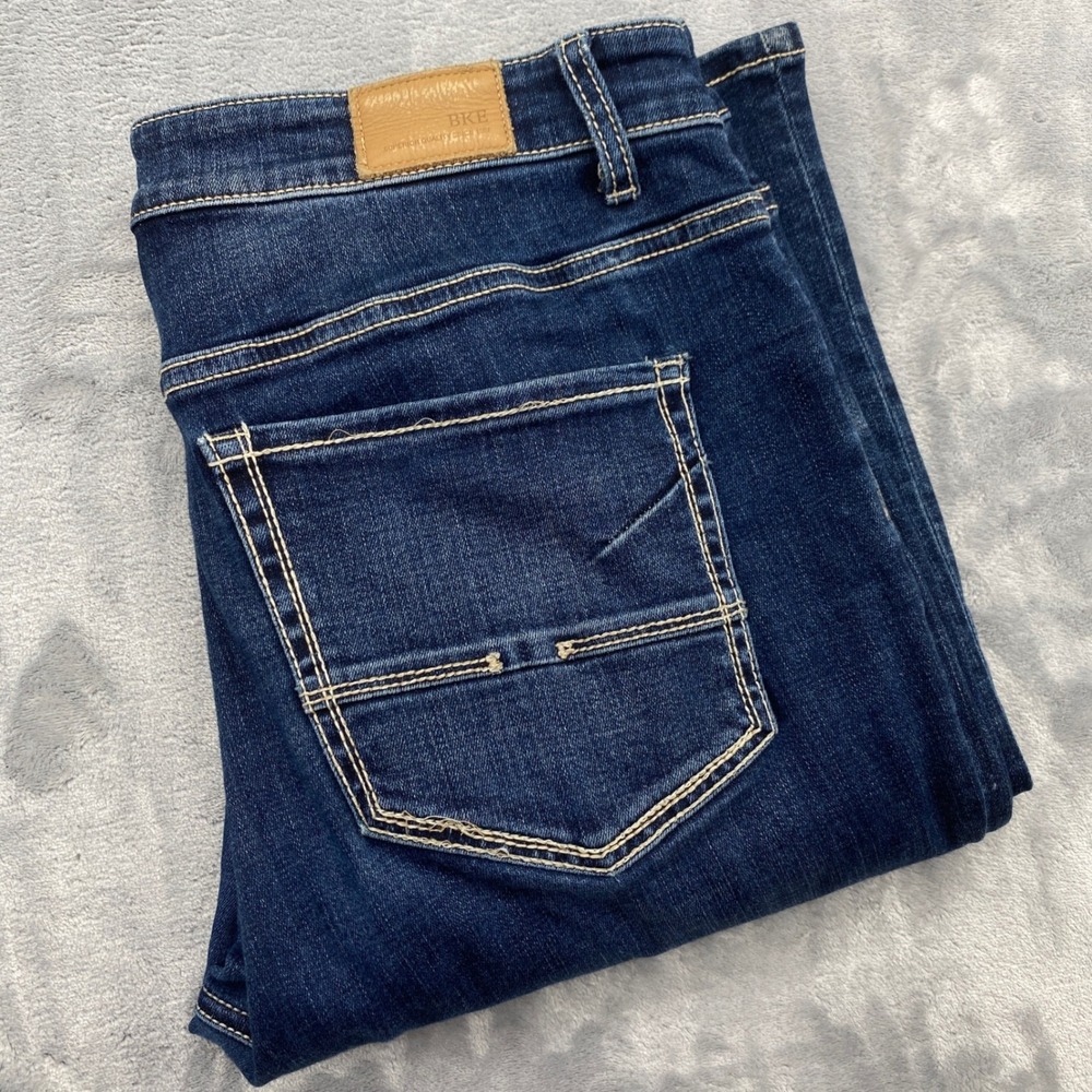 BKE Denim Womens Dark Wash Bootcut Jeans 32x35.5 AXB323X Stretch Long Inseam